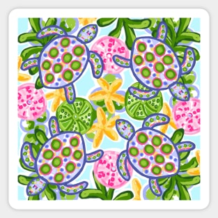 Cute Hand Painted Preppy Sea Turtle Pattern Sticker